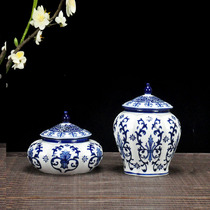Jingdezhen ceramics small jar tea pot blue and white porcelain vintage underglaze color decorative ornaments