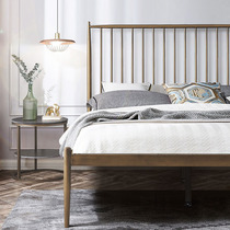 Nordic iron frame bed double master bedroom small apartment 1 8 meters net red ins wind retro Copper color light luxury princess wrought iron bed