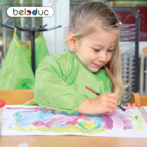 German green long sleeve sticky buckle apron baby anti-overalls baby beautiful labor clothes 3 years old 4-5 years old painting clothes
