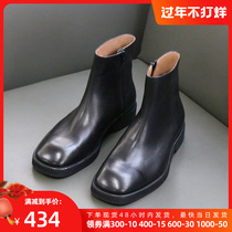 Excellent 100 fashion leather zipper short boots men's high-top British square head Martin casual shoes Chelsea boots