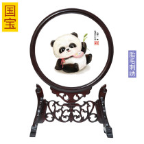 Auspicious boy baby full moon haircut Custom fetal hair embroidery Fetal hair painting Infant souvenir National Treasure Panda 2020