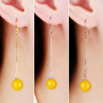S925 pure silver ear line empty todigy ear wire Toys inlaid honey wax Amber Round Pearl Earline Earline Empty Toga