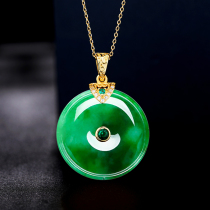 S925 pure silver Item pendant Pendant Empty Tosilver Clip Buttoned Emerald Jade Green Stone Buckle Head Silver silver Toy necklace clasp