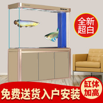 Sen Sen super white fish tank living room large aquarium 1 2 1 5 meters ecological golden dragon fish tank bottom filter screen H2YW6