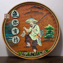 Hand-painted bamboo dustpan painting retro nostalgic wall hanging decoration farmhouse wall decoration pendant hotel wall decoration