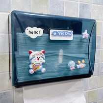 Toilet wall-mounted paper towel box hotel home toilet toilet free punching extractable straw paper tissue box