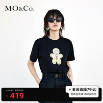 MOCO2022 spring new taste interesting gingerbread man printed cotton short sleeve T-shirt MBB1TEET20 Moanke