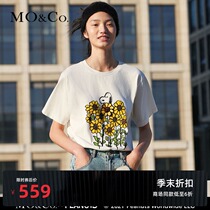 MOCO 2021 summer new joint series Snoopy knitted printed T-shirt parent-child outfit Mo Anke