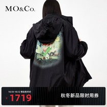 MOCO2021 Autumn New Little Mermaid Series print drawstring hooded loose cotton jacket Moanke