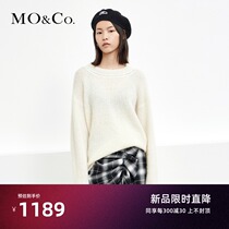 MOCO2021 autumn new products hollow thin side round neck loose lazy simple wool sweater Moanke
