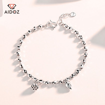 Platinum transfer bead bracelet for women PT950 white gold laser garden bead bracelet showered lotus pendant bracelet