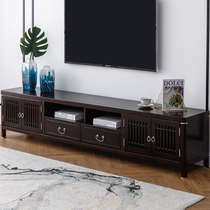 Walnut new Chinese TV cabinet coffee table combination all solid wood modern Chinese rock board furniture living room TV cabinet