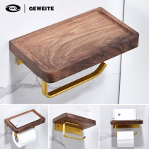 Solid wood tissue rack creative Nordic toilet bathroom bathroom non-perforated toilet paper rack toilet mobile phone rack