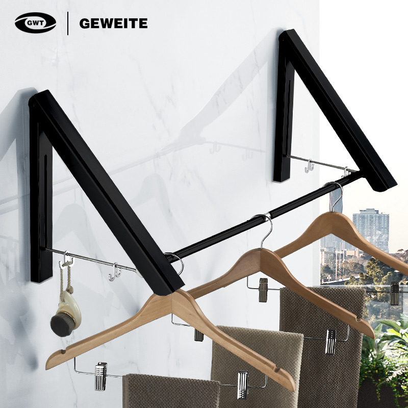 Invisible clothes rack Wall-mounted balcony non-perforated telescopic drying artifact indoor cool clothes wall folding hanging clothes rod
