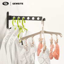 Non-perforated small balcony wall-mounted fixed drying rack Hotel wardrobe drying rod Indoor hanger storage artifact