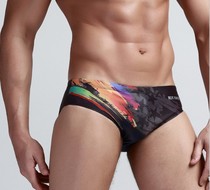 Mens fashion print shorts youth amateur school training professional competition triangle swimming trunks-M2142