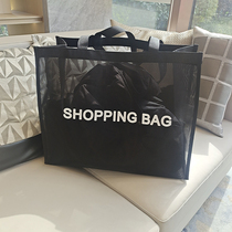 Custom nylon mesh shopping bag mesh cloth shopping mall folding tote bag shop shoppingbag transparent