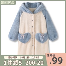 Milk sugar rabbit 2021 new pajamas female winter autumn coral velvet thickened warm robe student home clothes