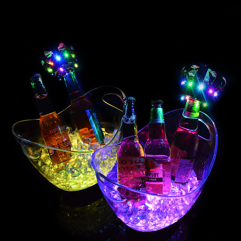 Led light-emitting ice bucket colorful yuan treasure red wine ice bucket champagne bucket plastic big barrel foreign wine barrel