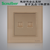 Golden tempered glass phone computer socket panel broadband information network computer plus telephone network cable phone