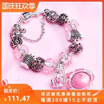 Thai Featured Turbulent Phase II Pink Crystal Bracelet Necklace Girls Sterling Silver Pendant