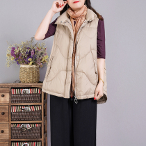 Yidu Gege autumn and winter new vest solid color 90 white duck down stand collar zipper dark buckle plate buckle horse clip jacket down