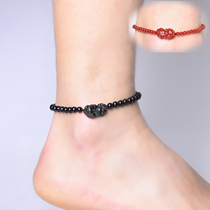 Original red agate chalcedony brave male peace color eye obsidian anklet female simple life year red rope bracelet