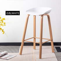 Nordic thermal transfer wrought iron bar chair natural color wood grain bar chair creative simple fashion front desk high chair spoon bar chair