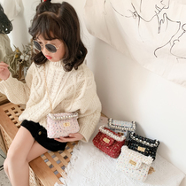 Girls' Decorative Bag Children's Fashion Wool Beautiful Pearl Princess Bag Cute Foreign Style Match Little Girl Messenger Bag