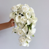 Brigade Pat Wedding Gift Wedding Ceremony With White Horseshoe Lotus Rose Bridal Hand Holding Drop Shaped Sensual Photo Emulation Fake Bouquet