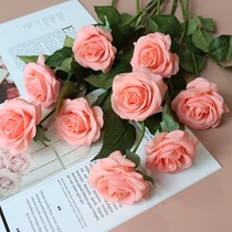 ins hand feel moisturizing rose flower emulation flower single upscale desktop swing piece suit plastic fake flower decoration wedding celebration