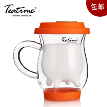teatime creative cup Water cup Upgraded version of the cow cup Double high temperature glass microwave milk cup