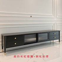 Mu craftsman custom modern simple Changhong glass TV cabinet French Nordic light luxury solid wood TV coffee table combination
