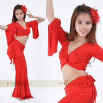 Belly dance suit costume practice costume suit Crystal cotton (big flared sleeve waist skirt pants)