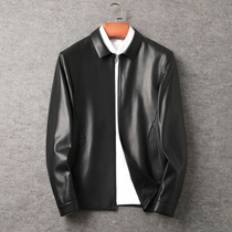 Autumn and winter imported sheepskin leather men Business casual lapel leather jacket jacket short mens leather leather jacket