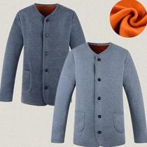 Velvet male autumn and winter dad thickened velvet cardigan large size warm casual middle-aged coat cold cotton sweater