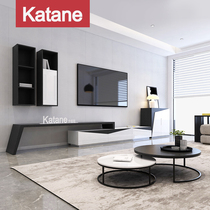 Modern minimalist TV cabinet tea table combination Nordic large and small apartment living room light luxury creative telescopic furniture set