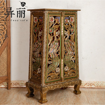 Elegant Southeast Asian style furniture Thai solid wood hall cabinet porch cabinet living room dining room decoration cabinet lockers