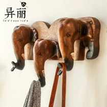 Iserie Solid Wood Cloister Sitting Room Wall Doorway Creativity Wall-mounted Hanger Southeast Asia Elephant Key Clothes Hook