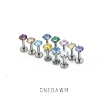 Medical F136 titanium alloy super shiny diamond warson ear nail anti-allergy adoptive ear hole small drill lip spiked ear cochlear