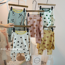 The foreign atmosphere is resistant to look at the colors ~ Korean baby cotton soft waxy home clothes baby autumn clothes warm autumn clothes pajamas set