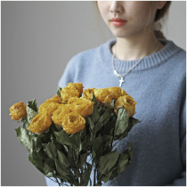  WOOKEN yellow oil painting rose dried flower sunset bouquet real flower shooting props Bed and breakfast hotel home decoration