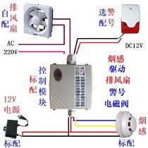 An Credit Suisse new temperature smoke alarm linkage 220V exhaust fan fire induction control fan smoke temperature sense