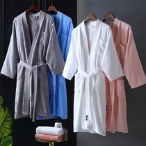 Hotel bathrobes for men and women long nightgown summer pure cotton towel material absorbent quick-drying cotton couple spring and autumn customization