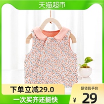 (single product) baby waistcoat spring autumn pure cotton double vest female baby princess foreign air flap small waistcoat
