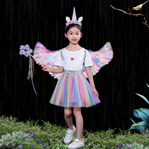 Glowing Feather Wings Halloween dress props Rainbow Angel Elf Fairy Show Little Girl Princess Gift