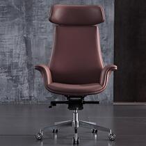 Modern shift chair Leather boss chair Office office chair Furniture Office cowhide swivel chair President computer chair