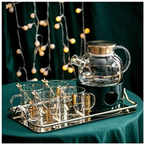 Nordic light luxury flower tea pot set Glass household afternoon tea Fruit teapot flower tea set Candle heating tea