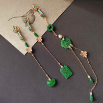  Lingxiu Qingmo] Original Qianqing cheongsam pressed lapel Chinese retro pendant Tassel pendant Hanfu tea service accessories