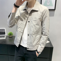 Mens coat Spring and Autumn New Handsome Youth Workwear Lapel Jacket Mens Korean Version Trend Slim Shirt on the Dress
